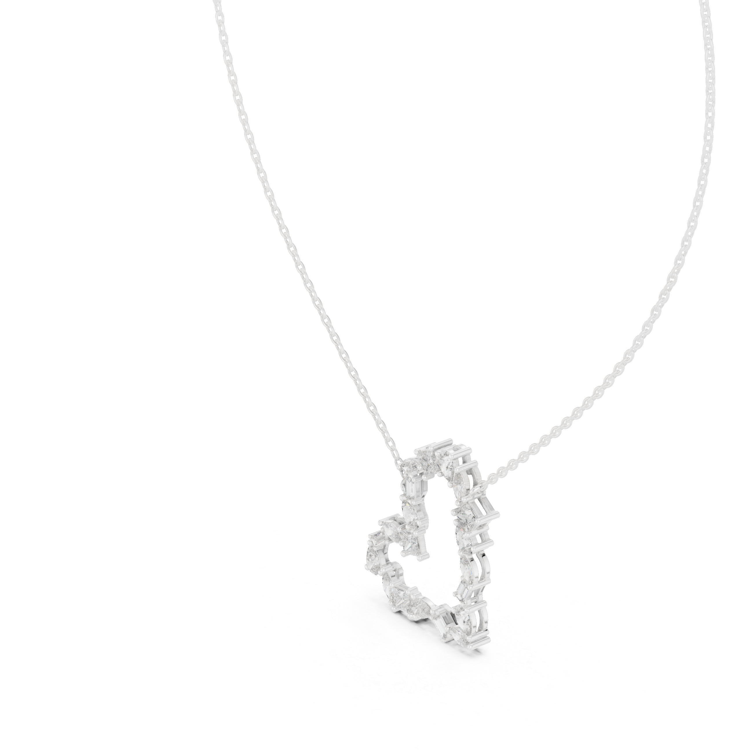 Unique Heart Style Different Diamond Pendant For Engagement