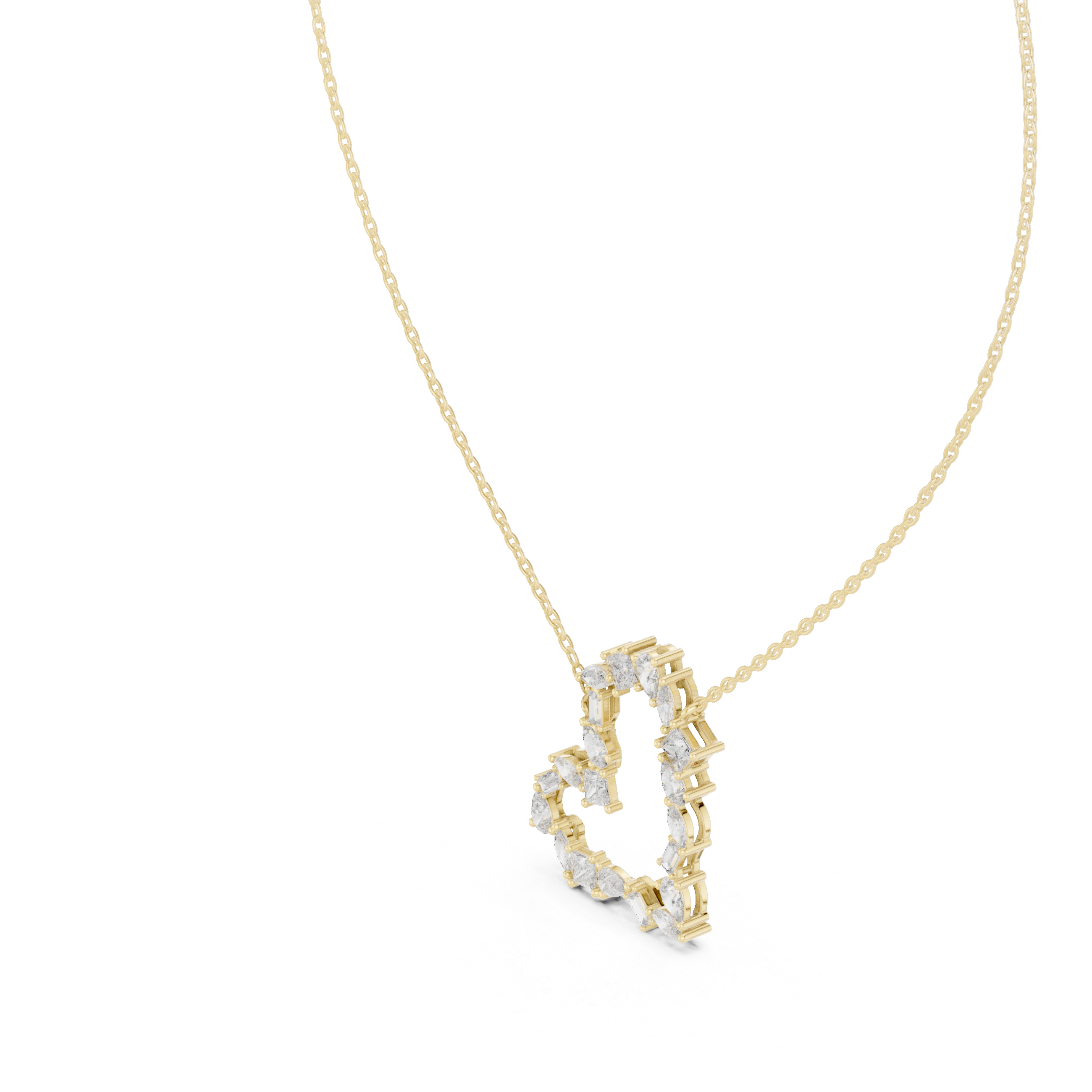 Unique Heart Style Different Diamond Pendant For Engagement