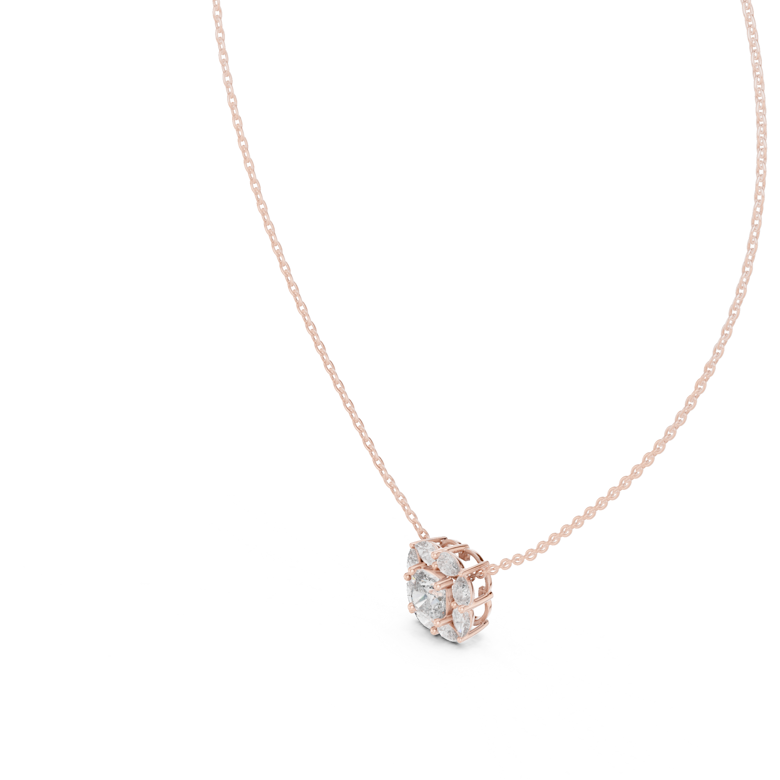 Graceful Cushion Halo Diamond Minimal Necklace