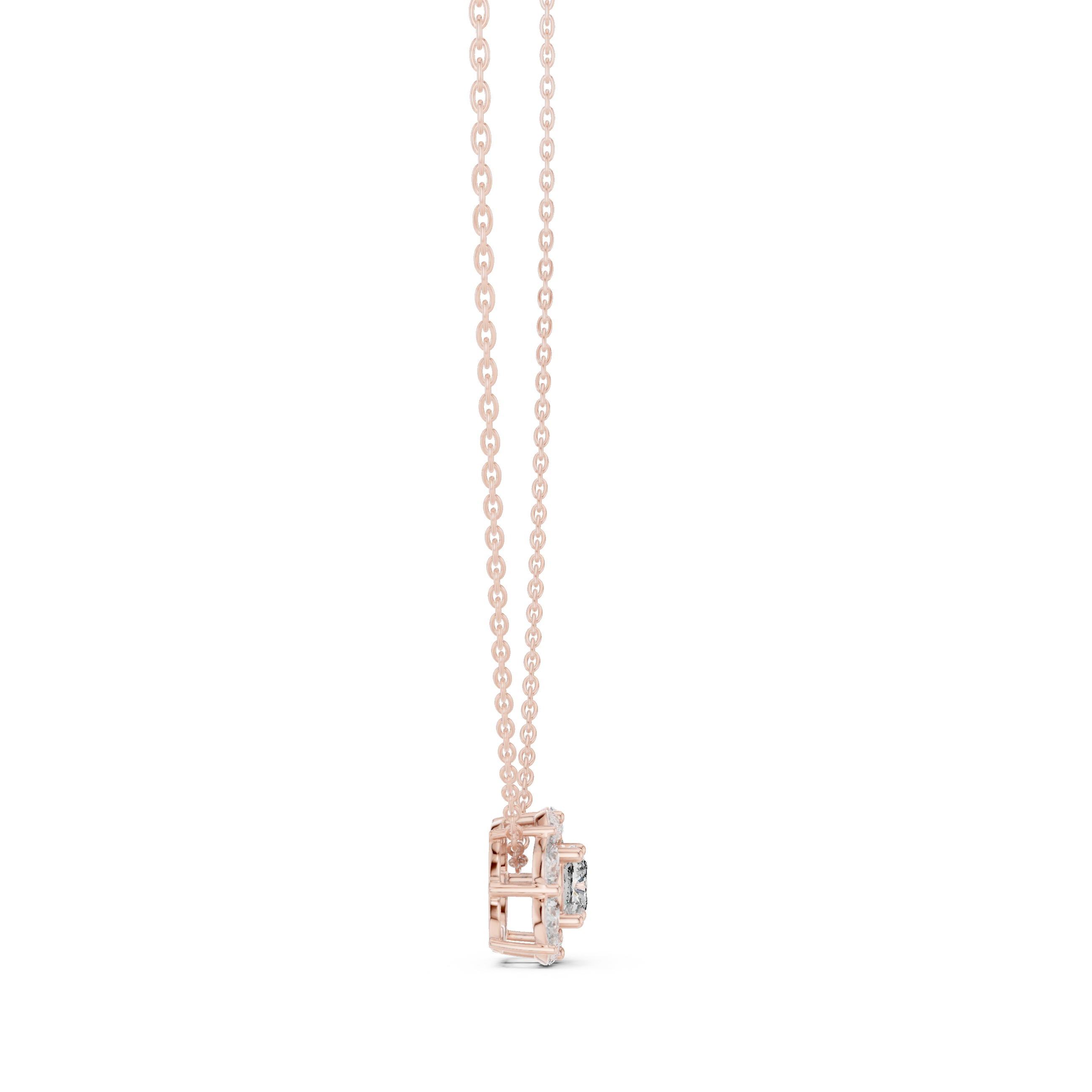 Graceful Cushion Halo Diamond Minimal Necklace