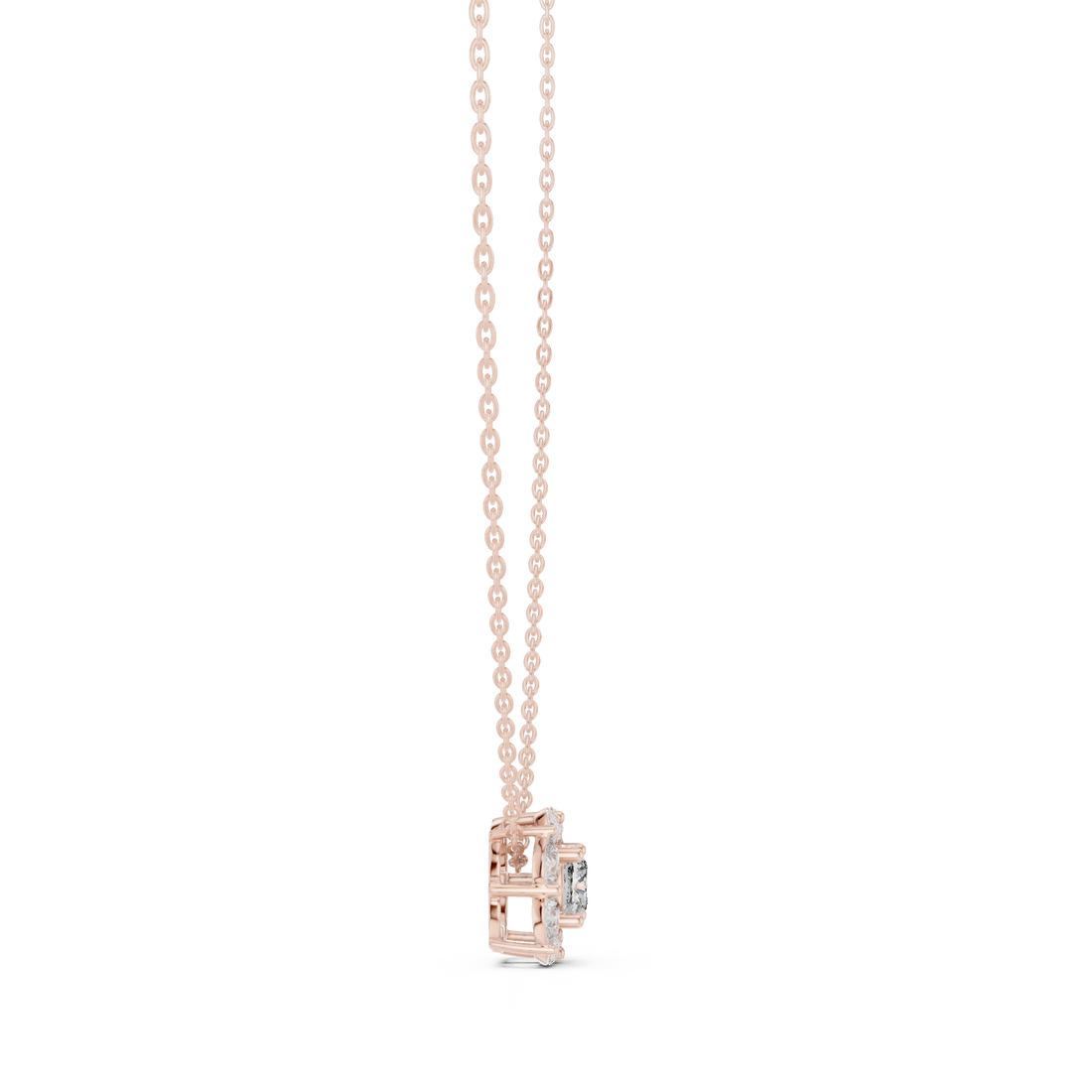 Graceful Cushion Halo Diamond Minimal Necklace