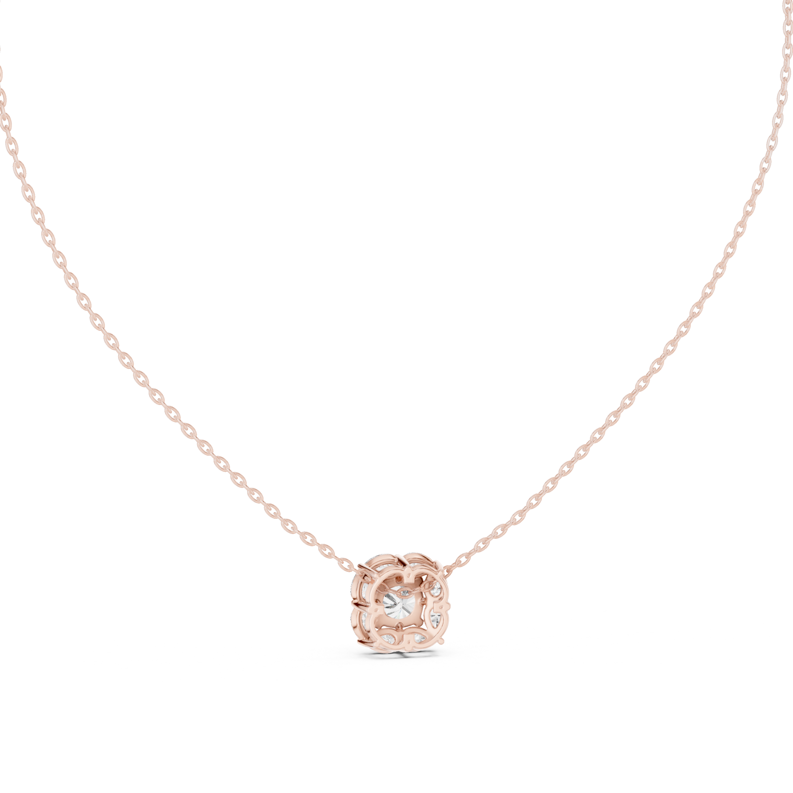Graceful Cushion Halo Diamond Minimal Necklace