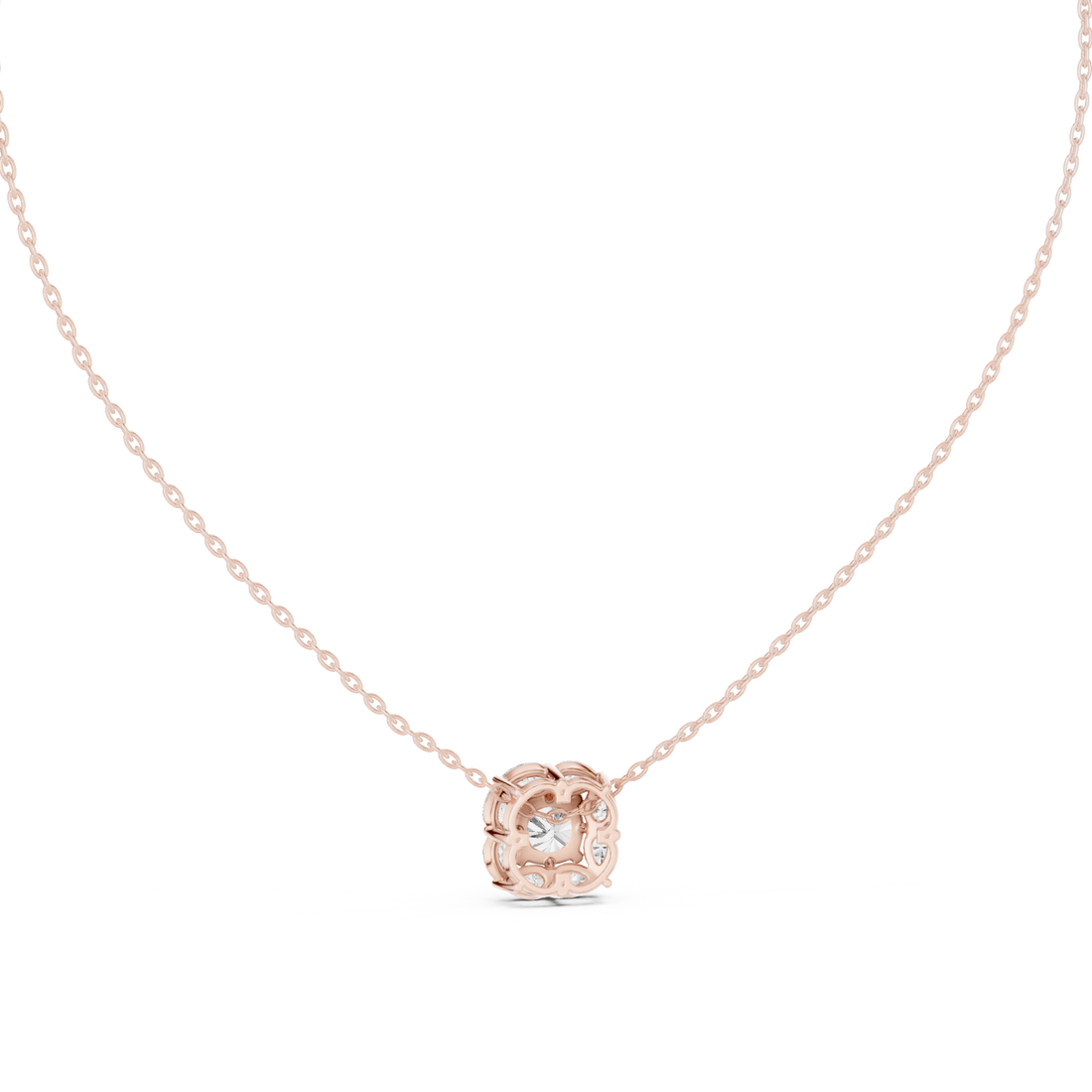 Graceful Cushion Halo Diamond Minimal Necklace