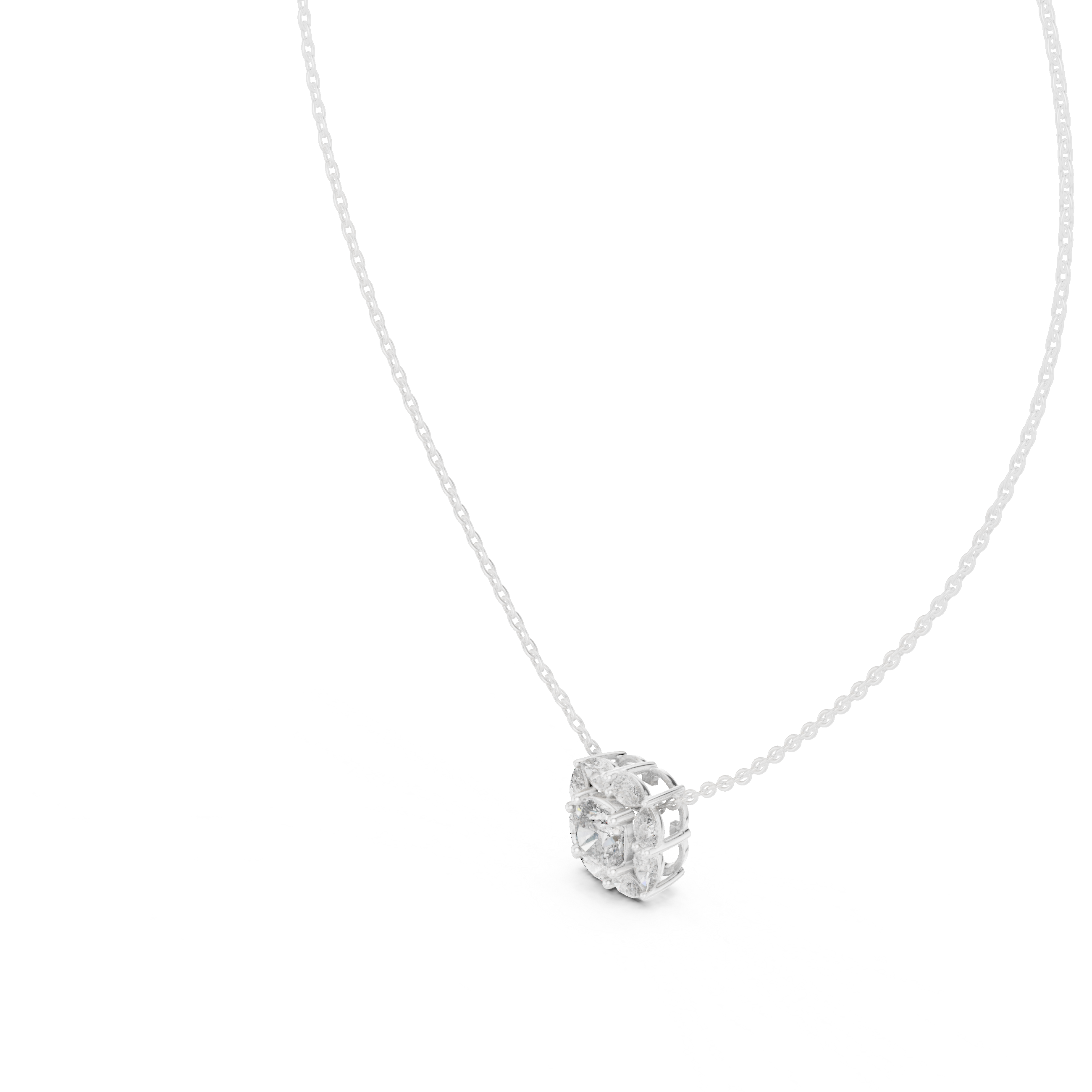 Graceful Cushion Halo Diamond Minimal Necklace