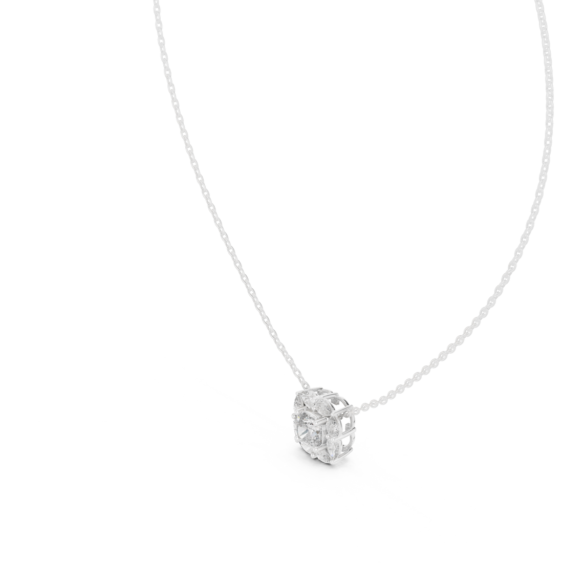 Graceful Cushion Halo Diamond Minimal Necklace