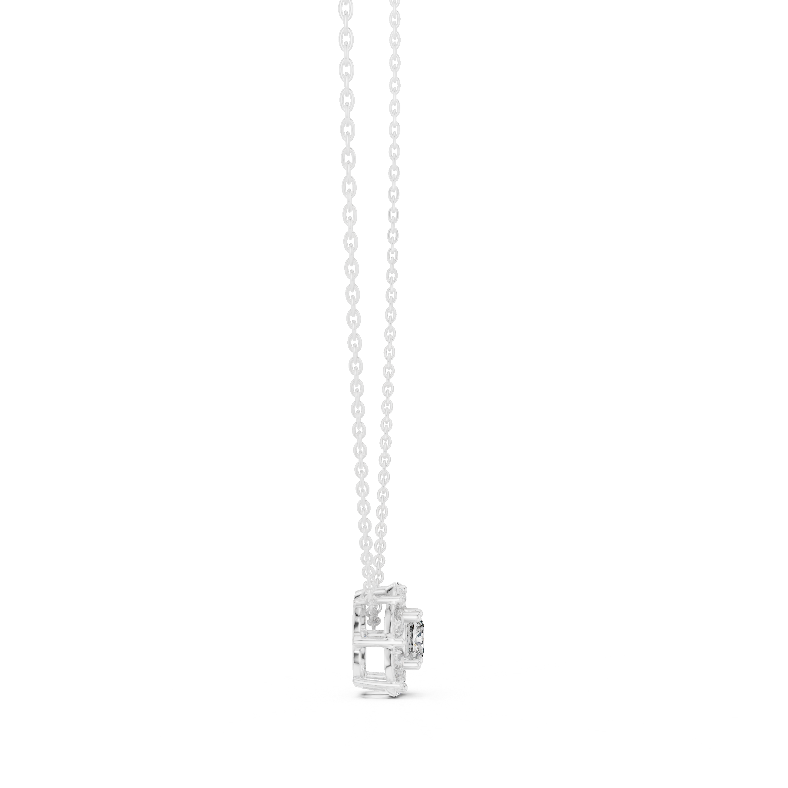 Graceful Cushion Halo Diamond Minimal Necklace