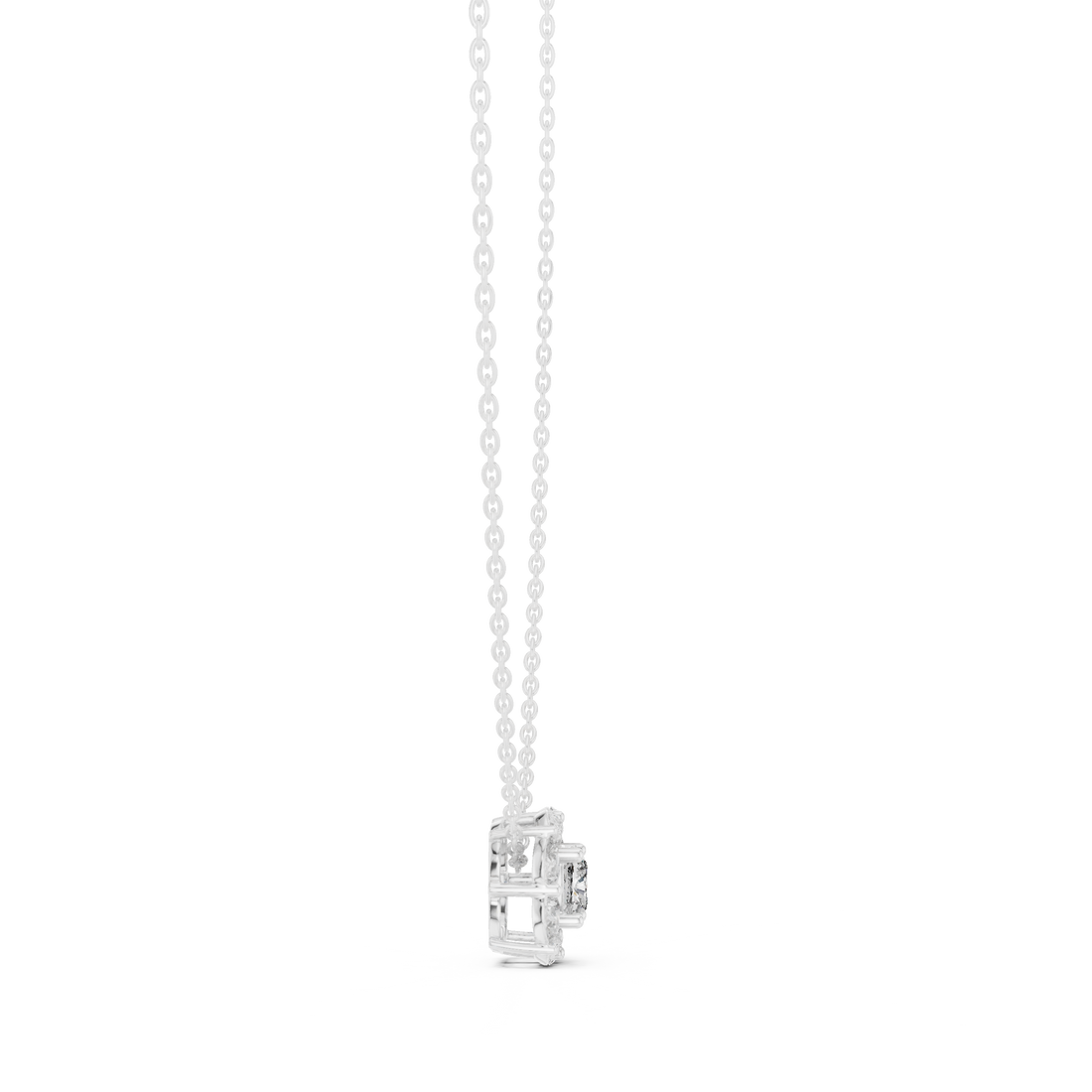 Graceful Cushion Halo Diamond Minimal Necklace