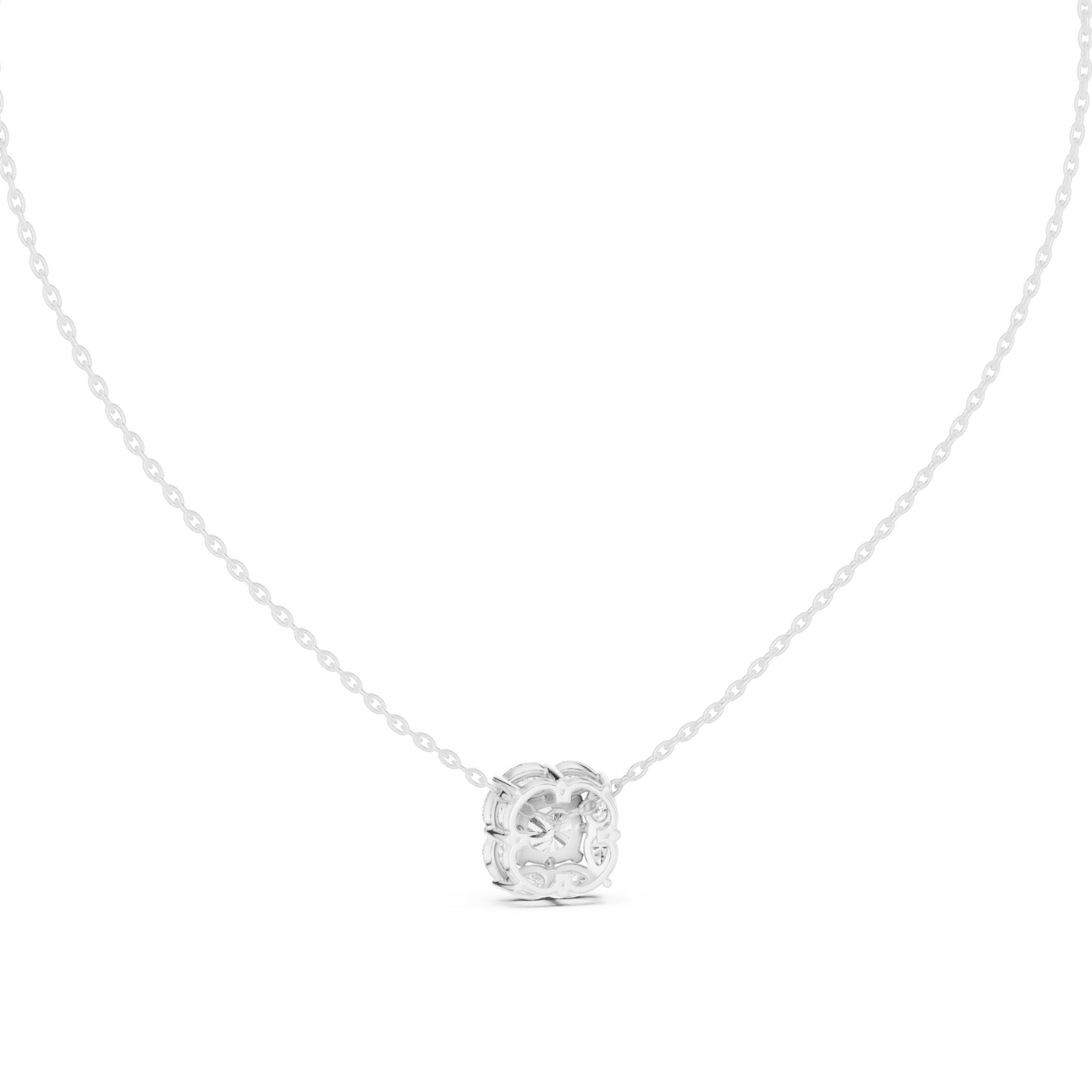 Graceful Cushion Halo Diamond Minimal Necklace