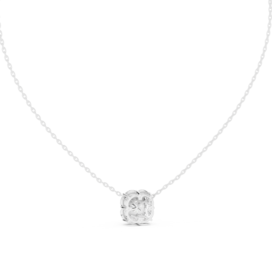 Graceful Cushion Halo Diamond Minimal Necklace