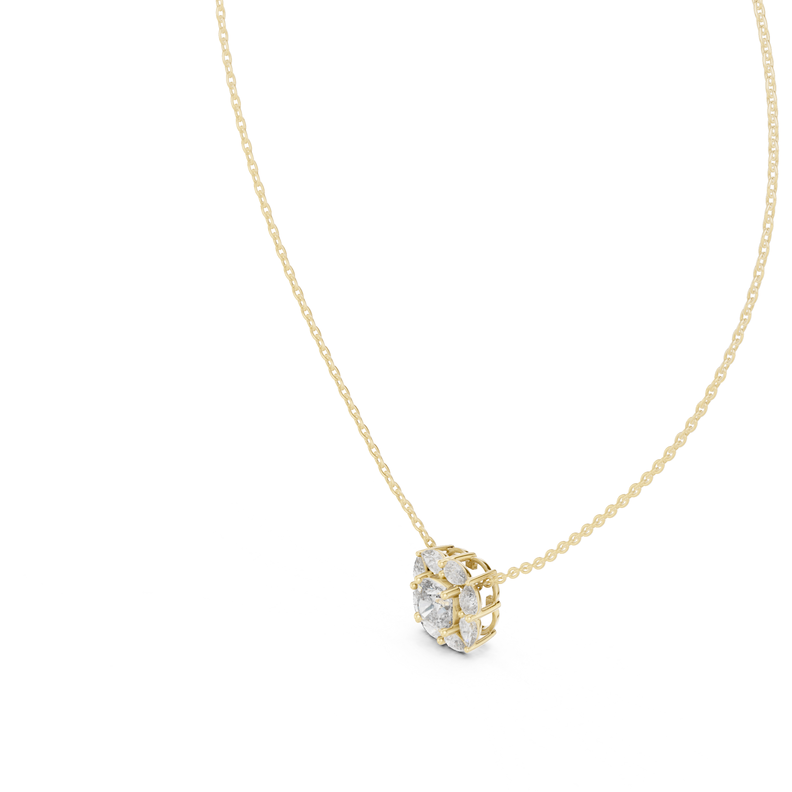 Graceful Cushion Halo Diamond Minimal Necklace