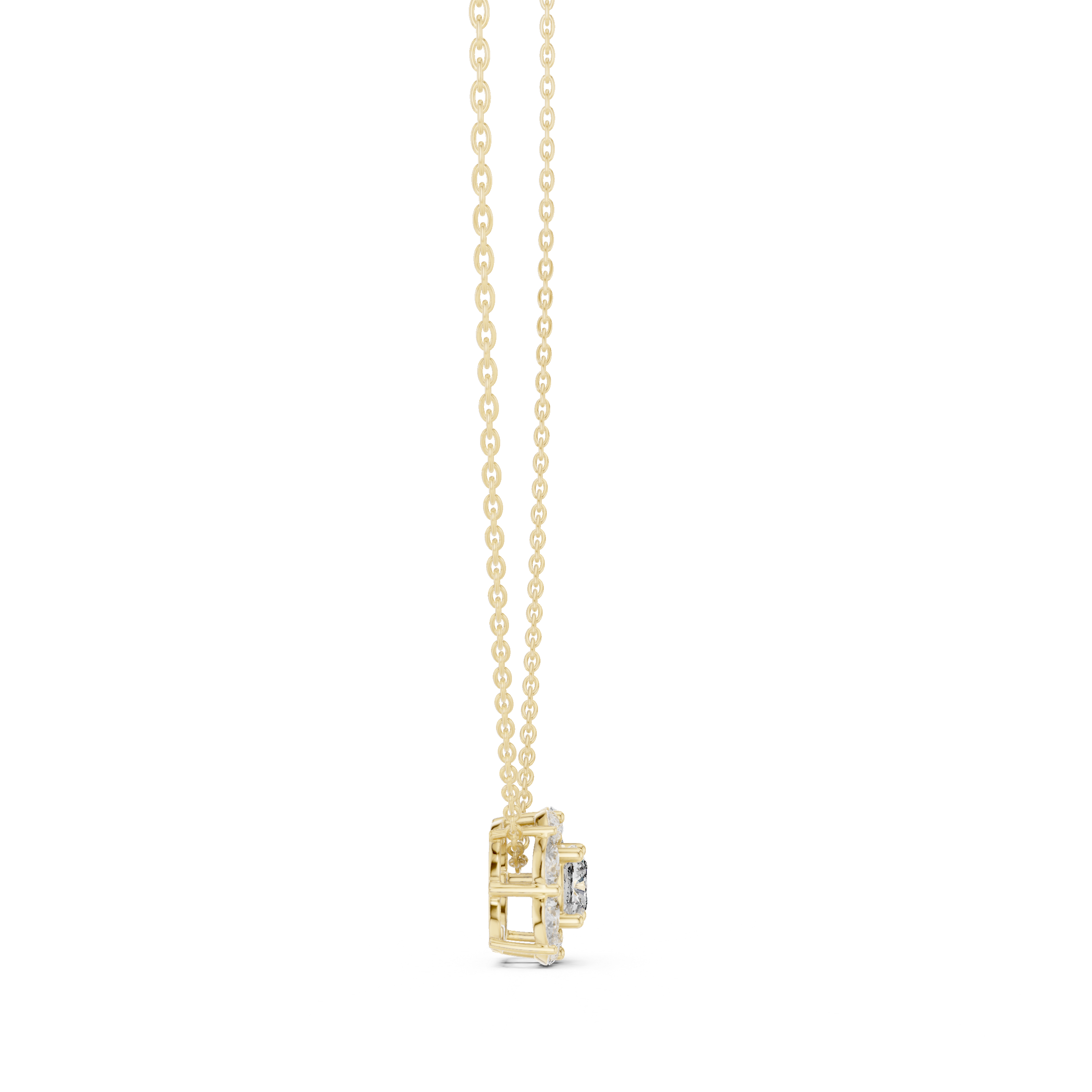 Graceful Cushion Halo Diamond Minimal Necklace