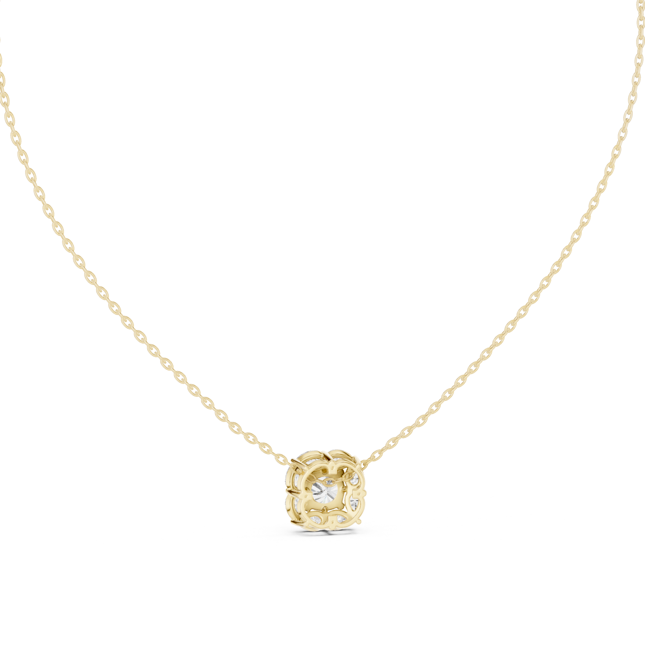 Graceful Cushion Halo Diamond Minimal Necklace