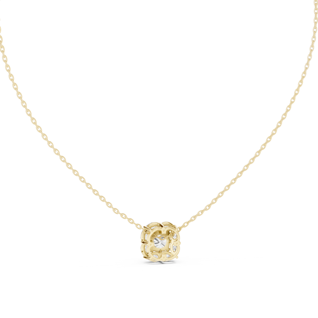 Graceful Cushion Halo Diamond Minimal Necklace