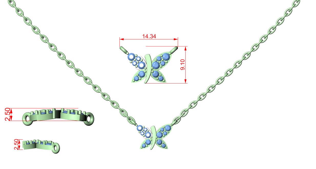 Dazzling Butterfly Style Round Diamond Necklace For Wedding
