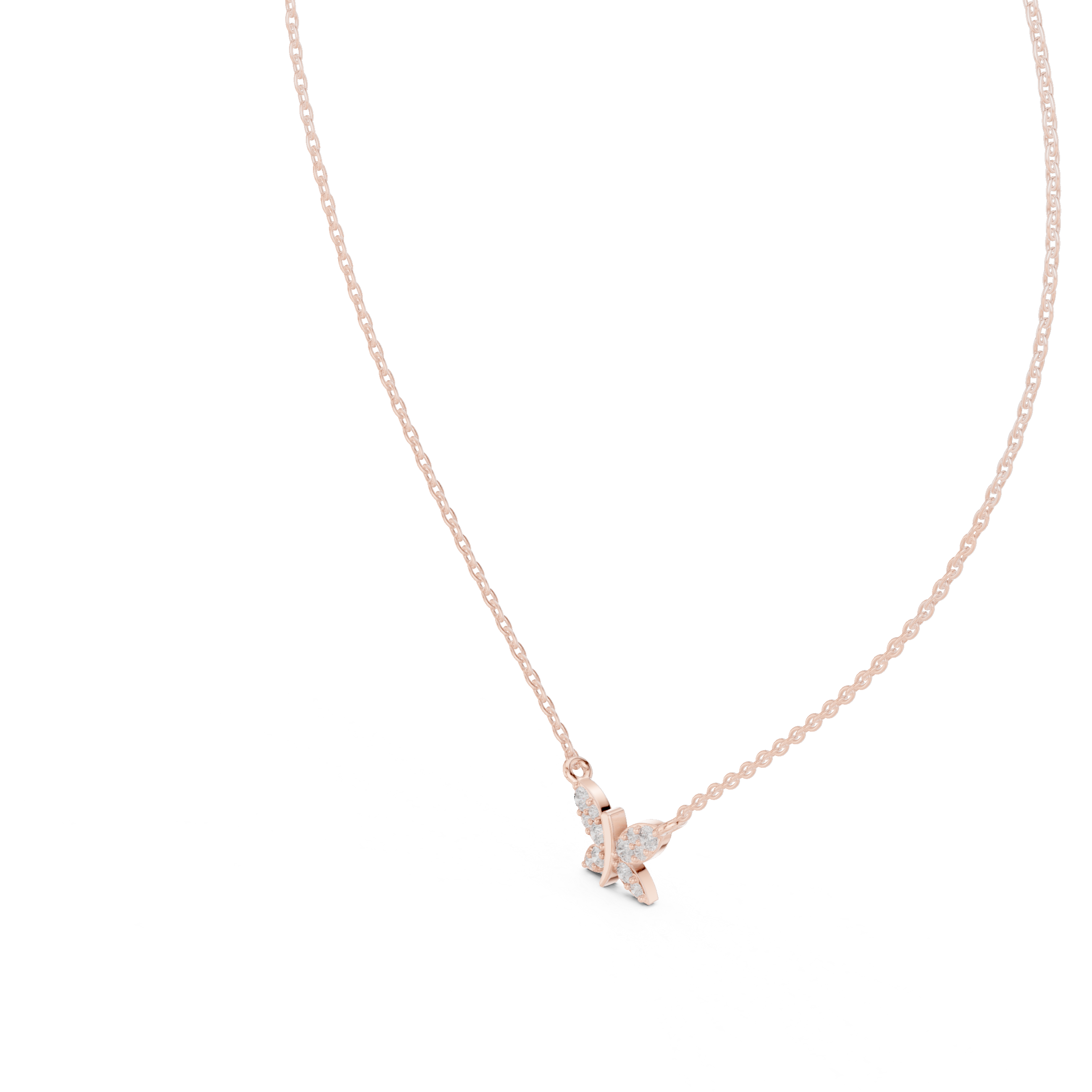 Dazzling Butterfly Style Round Diamond Necklace For Wedding