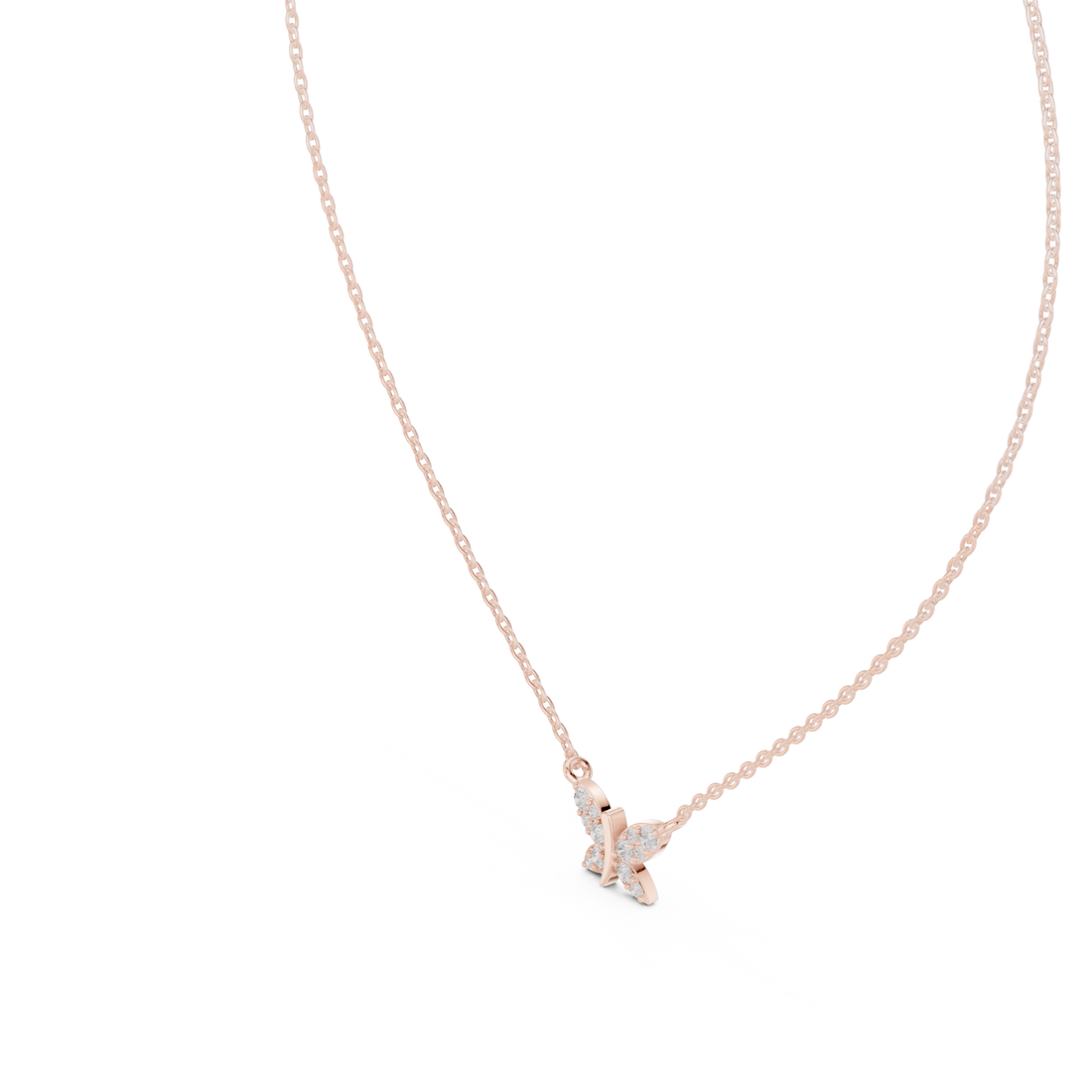 Dazzling Butterfly Style Round Diamond Necklace For Wedding