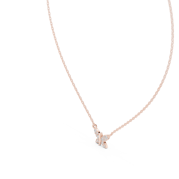 Dazzling Butterfly Style Round Diamond Necklace For Wedding