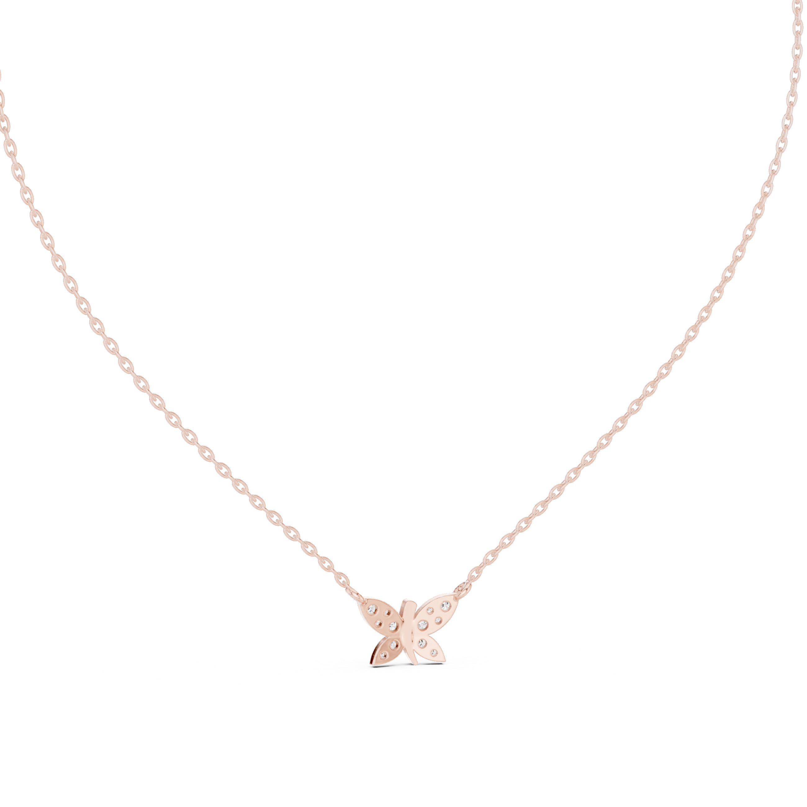 Dazzling Butterfly Style Round Diamond Necklace For Wedding