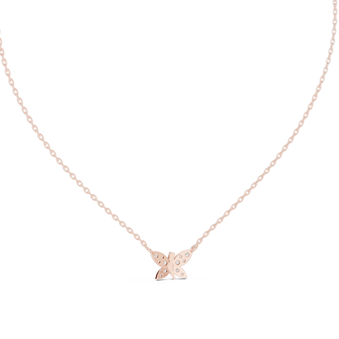 Dazzling Butterfly Style Round Diamond Necklace For Wedding