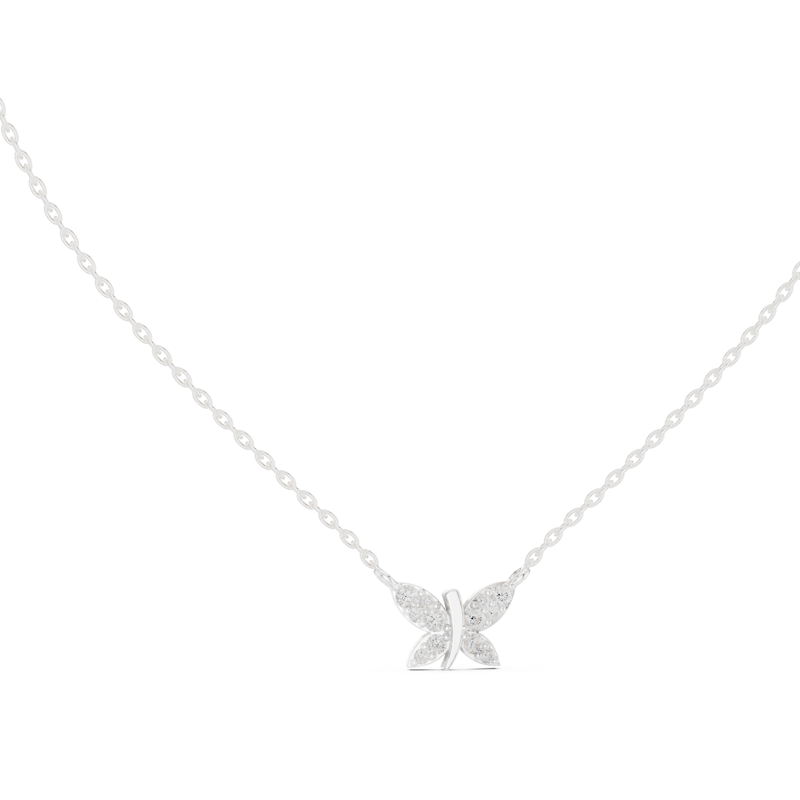 Dazzling Butterfly Style Round Diamond Necklace For Wedding