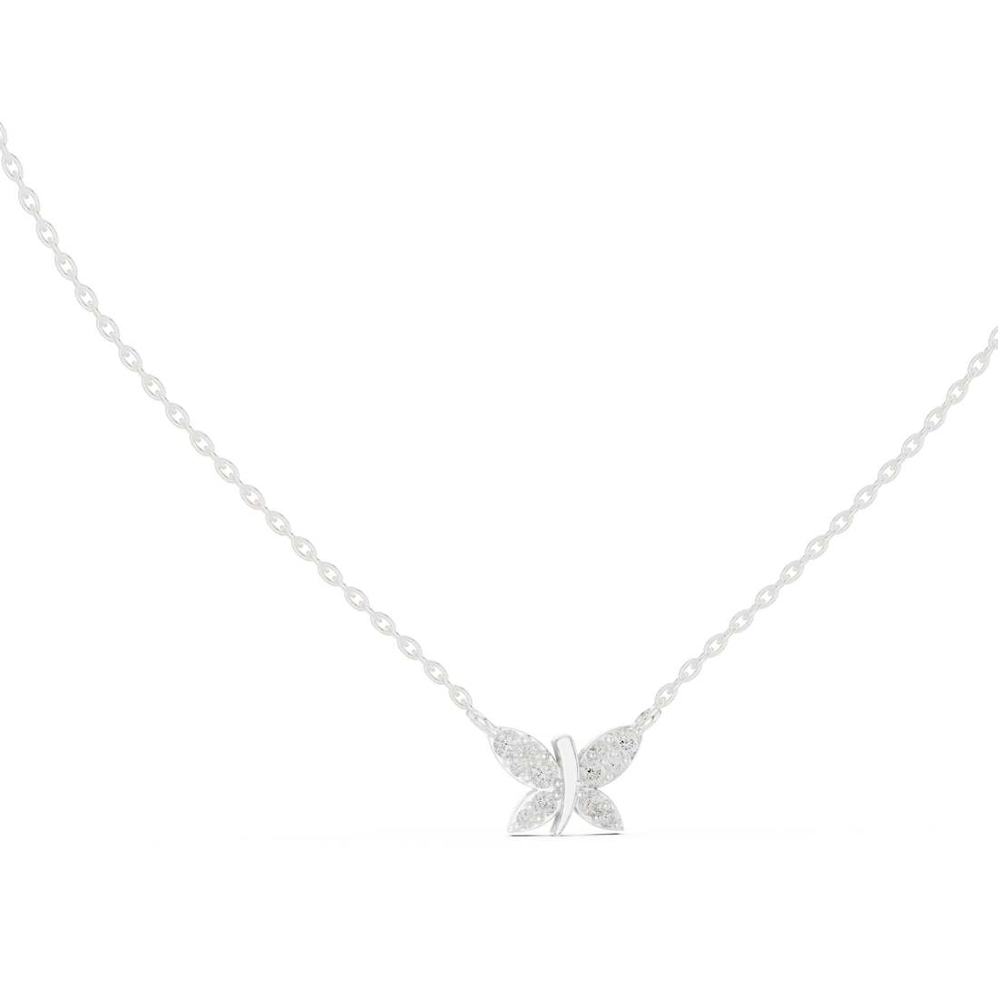 Dazzling Butterfly Style Round Diamond Necklace For Wedding