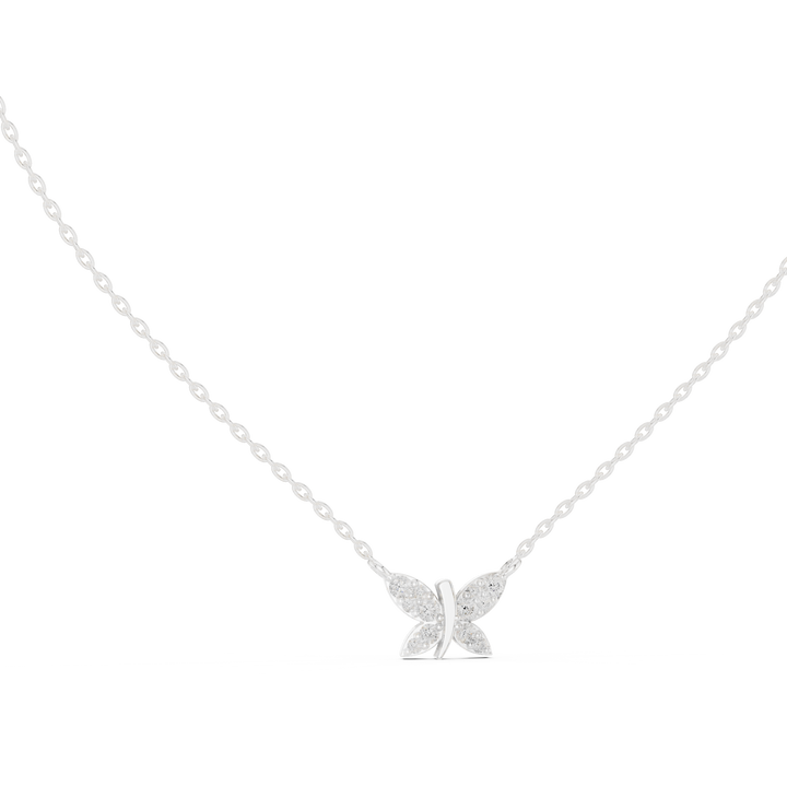 Dazzling Butterfly Style Round Diamond Necklace For Wedding