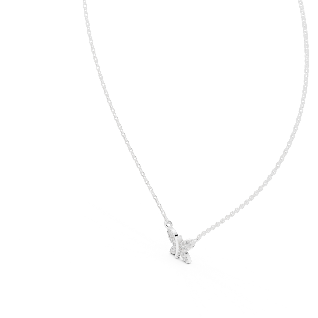 Dazzling Butterfly Style Round Diamond Necklace For Wedding