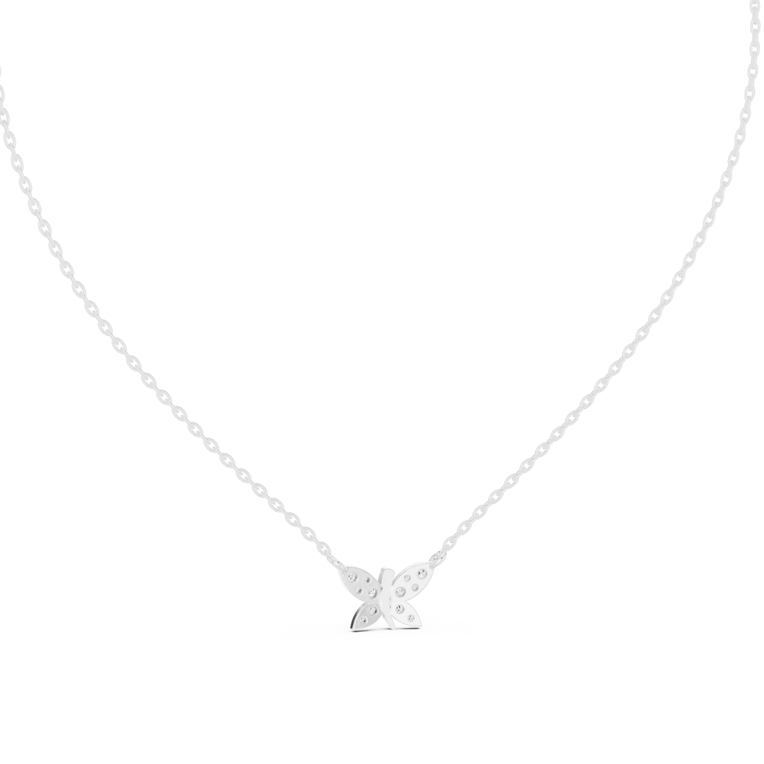 Dazzling Butterfly Style Round Diamond Necklace For Wedding