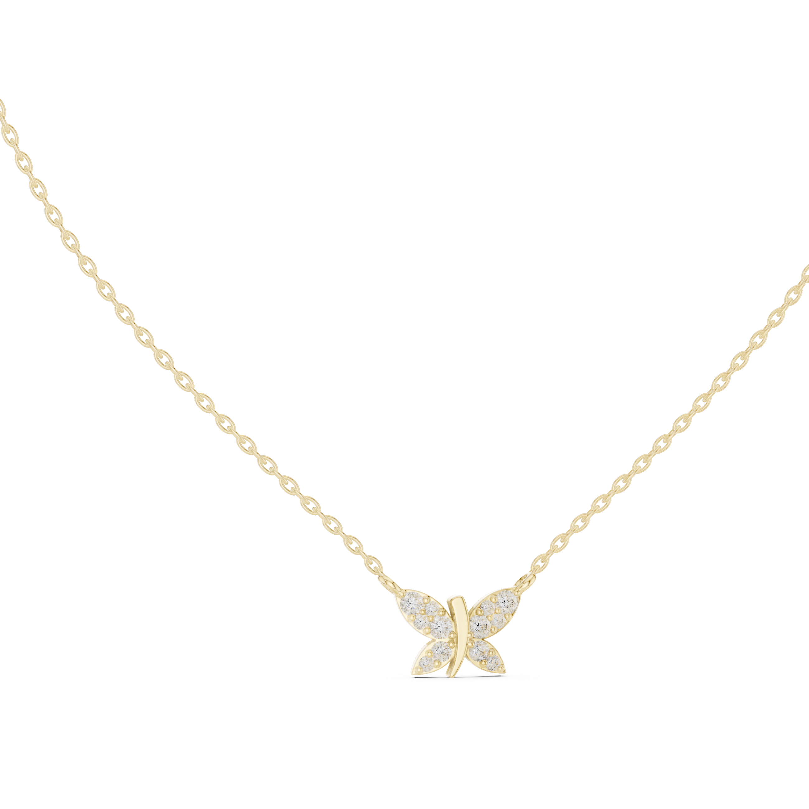 Dazzling Butterfly Style Round Diamond Necklace For Wedding