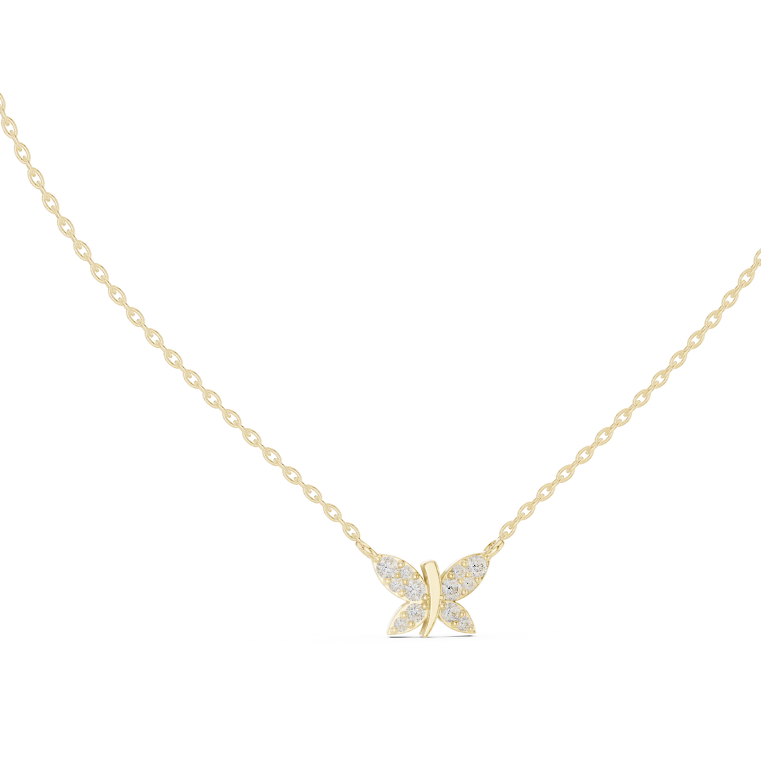 Dazzling Butterfly Style Round Diamond Necklace For Wedding
