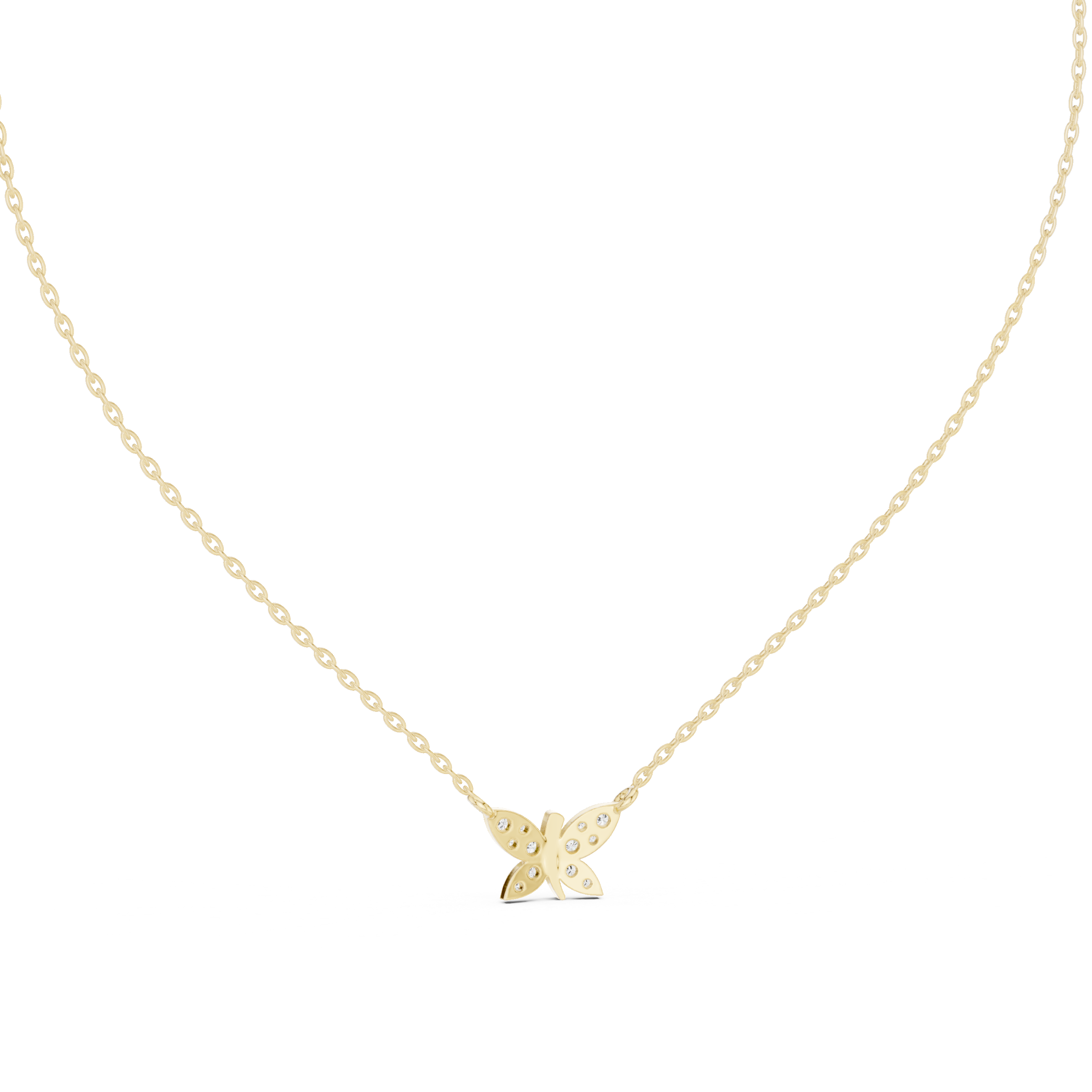Dazzling Butterfly Style Round Diamond Necklace For Wedding