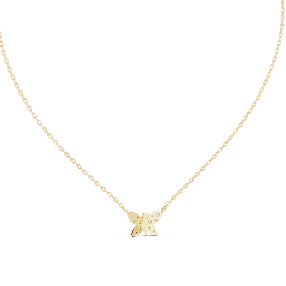 Dazzling Butterfly Style Round Diamond Necklace For Wedding