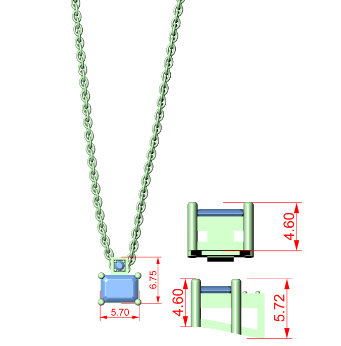 Premium Step Cut Diamond Pendant Necklace, Stylish Minimal Jewelry for Daily Wear