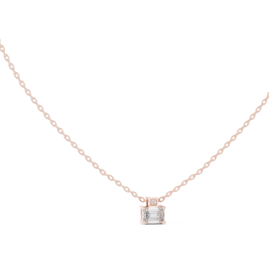 Premium Step Cut Diamond Pendant Necklace, Stylish Minimal Jewelry for Daily Wear