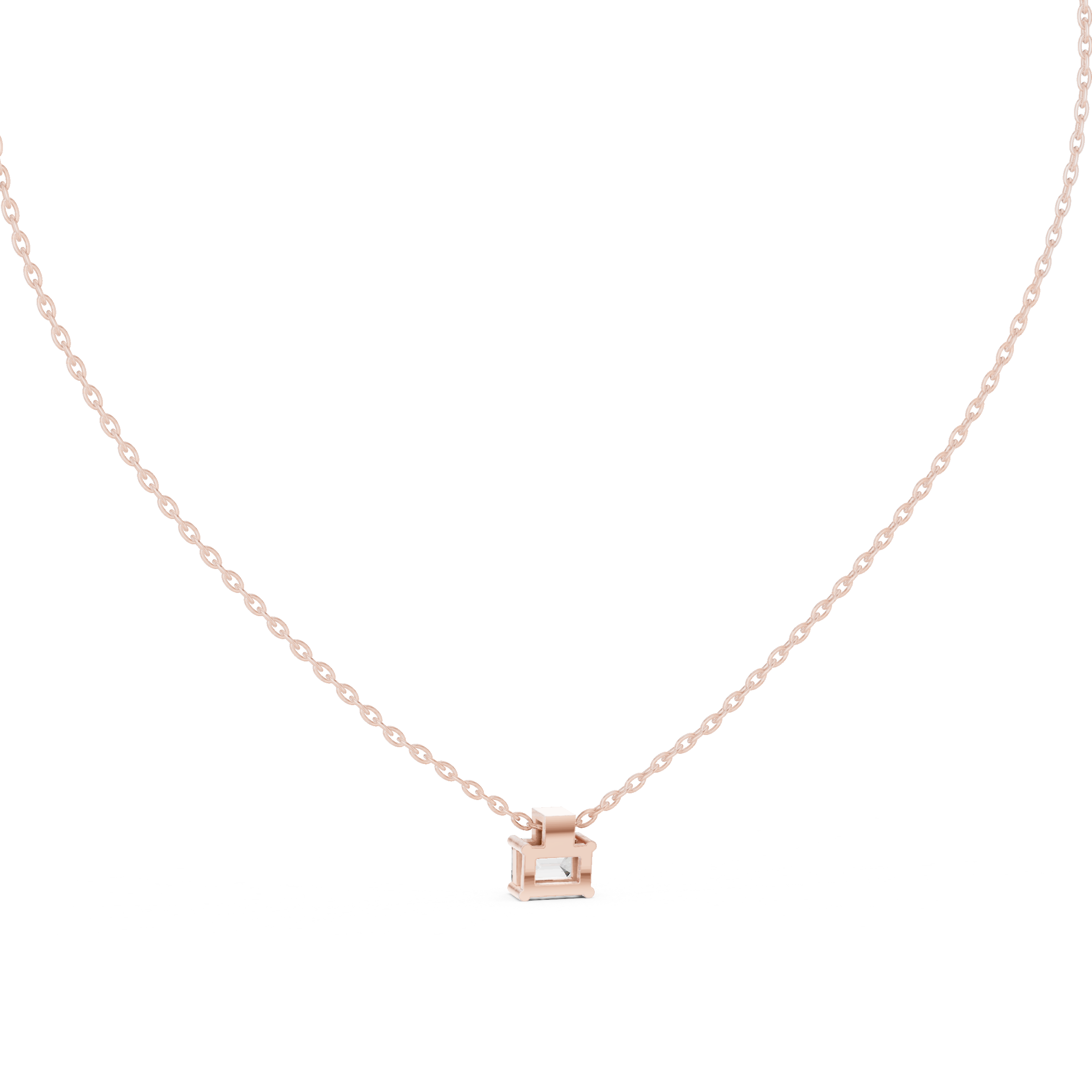 Premium Step Cut Diamond Pendant Necklace, Stylish Minimal Jewelry for Daily Wear