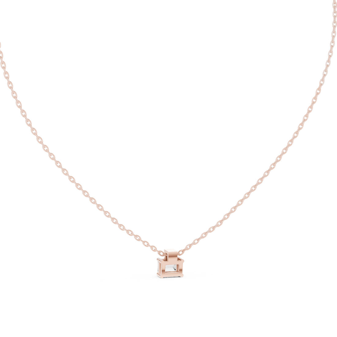 Premium Step Cut Diamond Pendant Necklace, Stylish Minimal Jewelry for Daily Wear