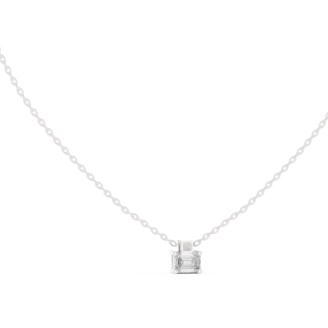 Premium Step Cut Diamond Pendant Necklace, Stylish Minimal Jewelry for Daily Wear