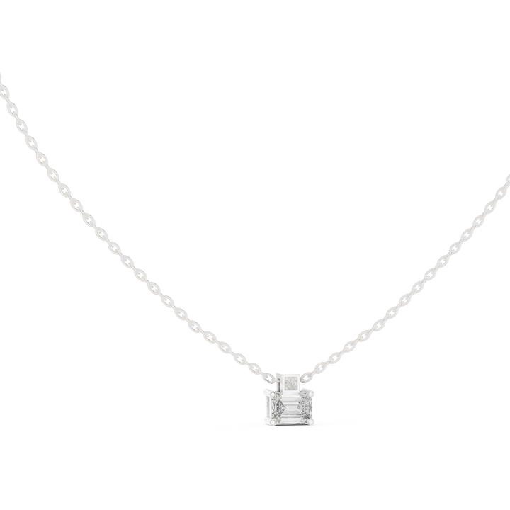 Premium Step Cut Diamond Pendant Necklace, Stylish Minimal Jewelry for Daily Wear