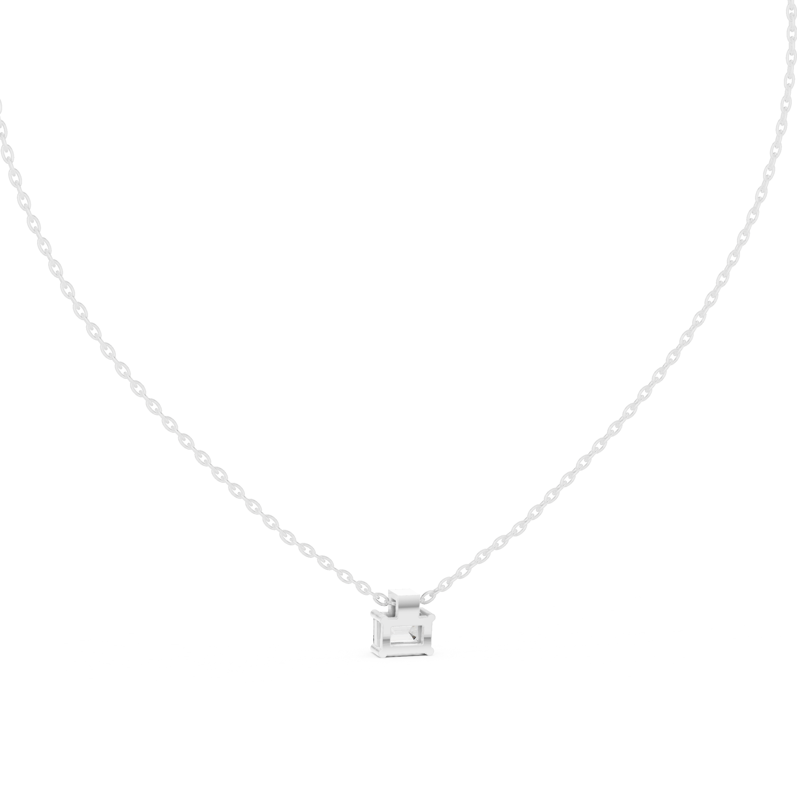 Premium Step Cut Diamond Pendant Necklace, Stylish Minimal Jewelry for Daily Wear