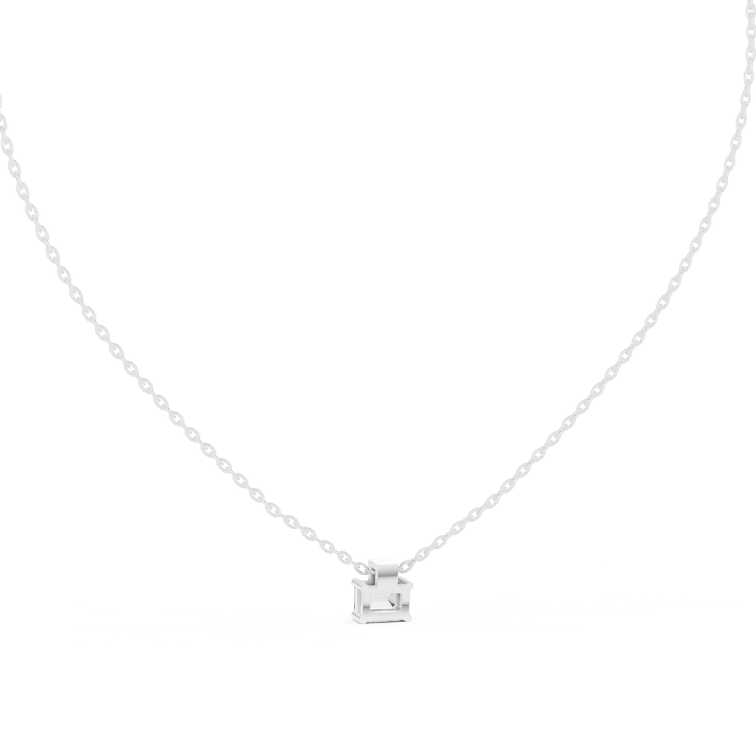 Premium Step Cut Diamond Pendant Necklace, Stylish Minimal Jewelry for Daily Wear