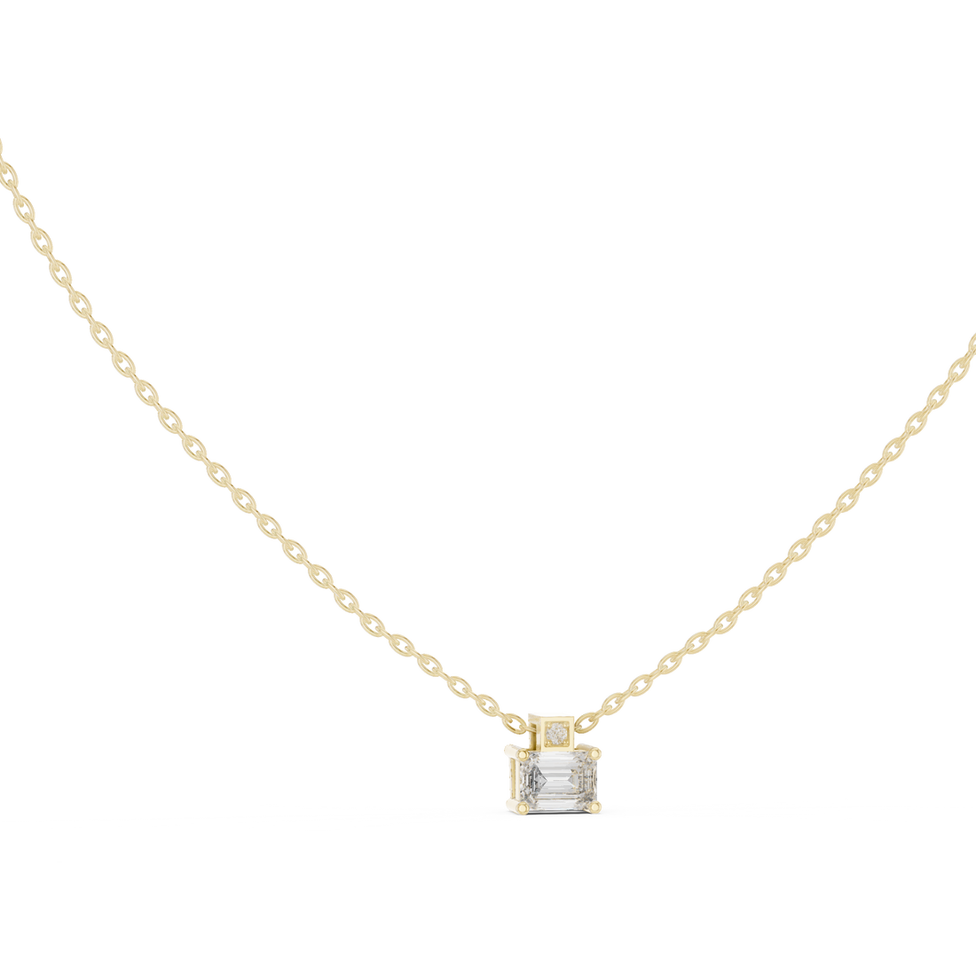 Premium Step Cut Diamond Pendant Necklace, Stylish Minimal Jewelry for Daily Wear