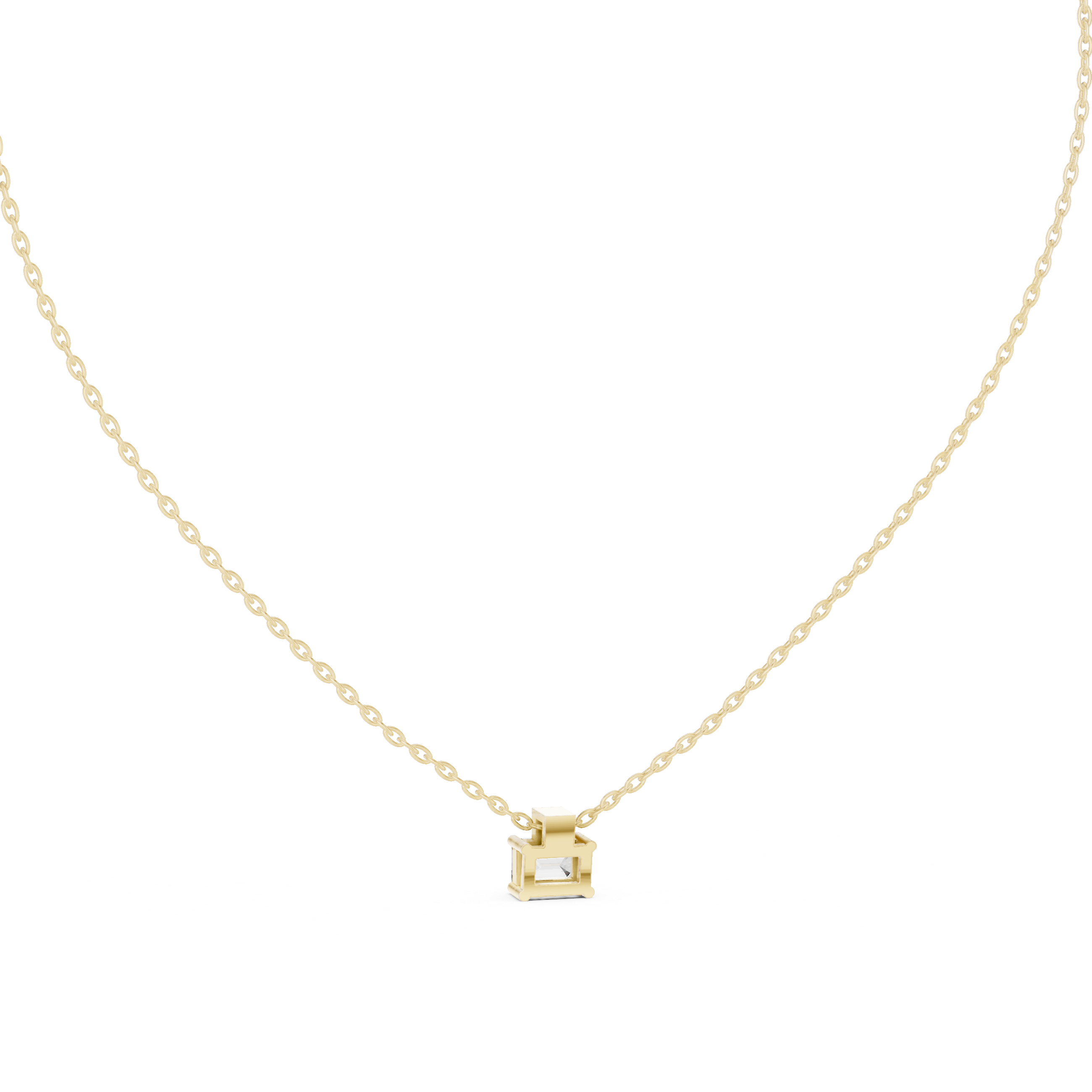 Premium Step Cut Diamond Pendant Necklace, Stylish Minimal Jewelry for Daily Wear