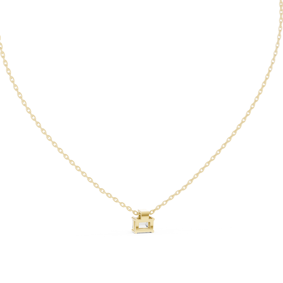 Premium Step Cut Diamond Pendant Necklace, Stylish Minimal Jewelry for Daily Wear