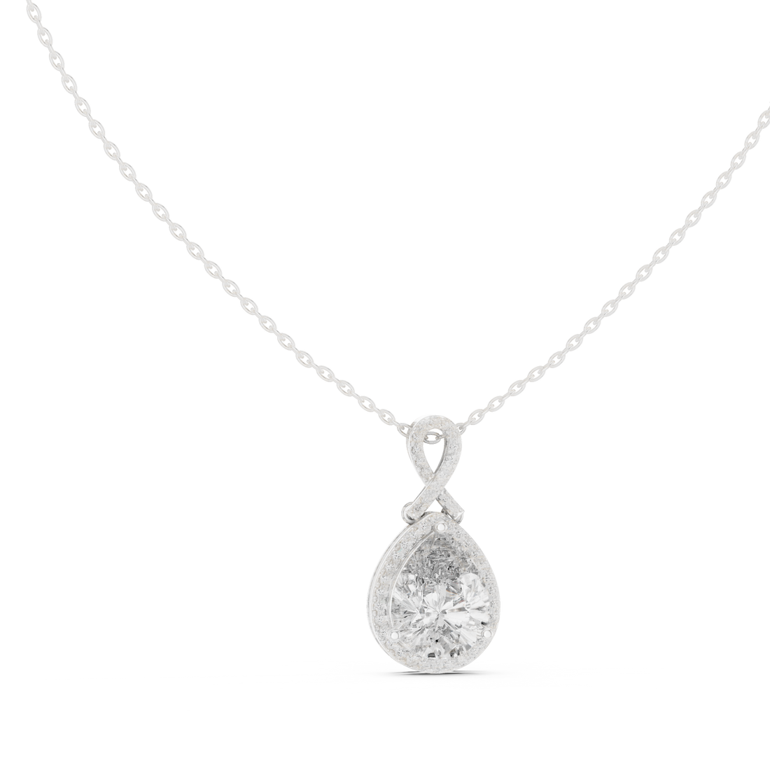 Brilliant Pear Cut Diamond Halo Necklace, Timeless Rose Gold Pendant for Anniversary Gift