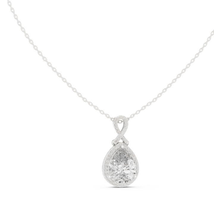 Brilliant Pear Cut Diamond Halo Necklace, Timeless Rose Gold Pendant for Anniversary Gift