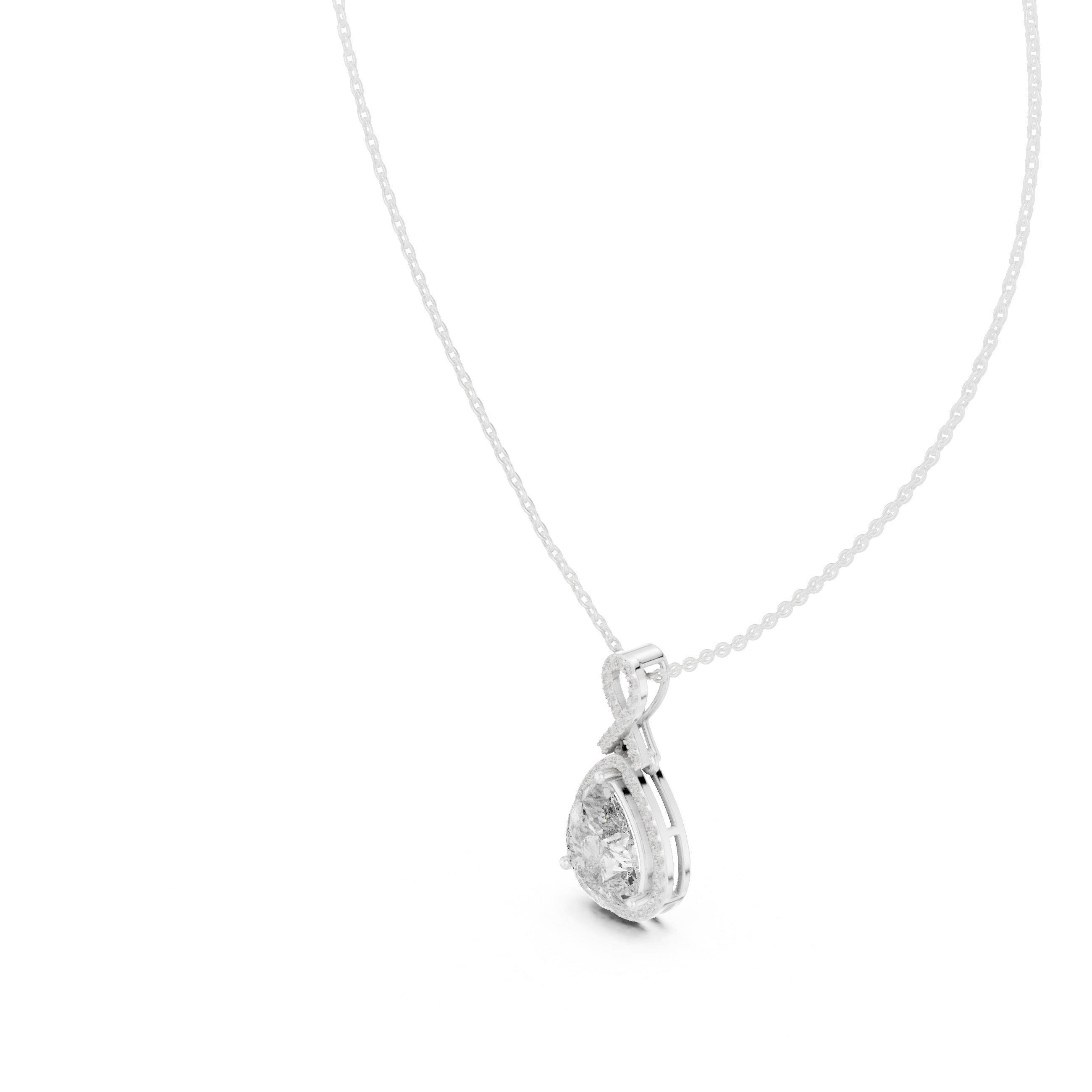Brilliant Pear Cut Diamond Halo Necklace, Timeless Rose Gold Pendant for Anniversary Gift