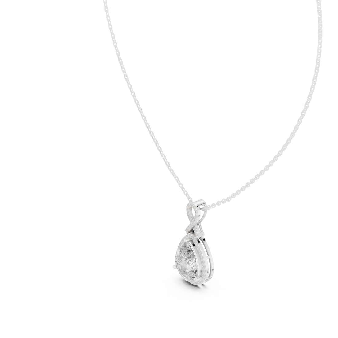 Brilliant Pear Cut Diamond Halo Necklace, Timeless Rose Gold Pendant for Anniversary Gift