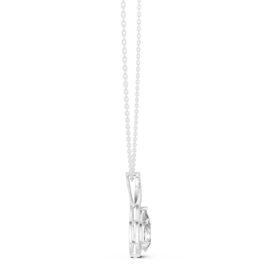 Brilliant Pear Cut Diamond Halo Necklace, Timeless Rose Gold Pendant for Anniversary Gift