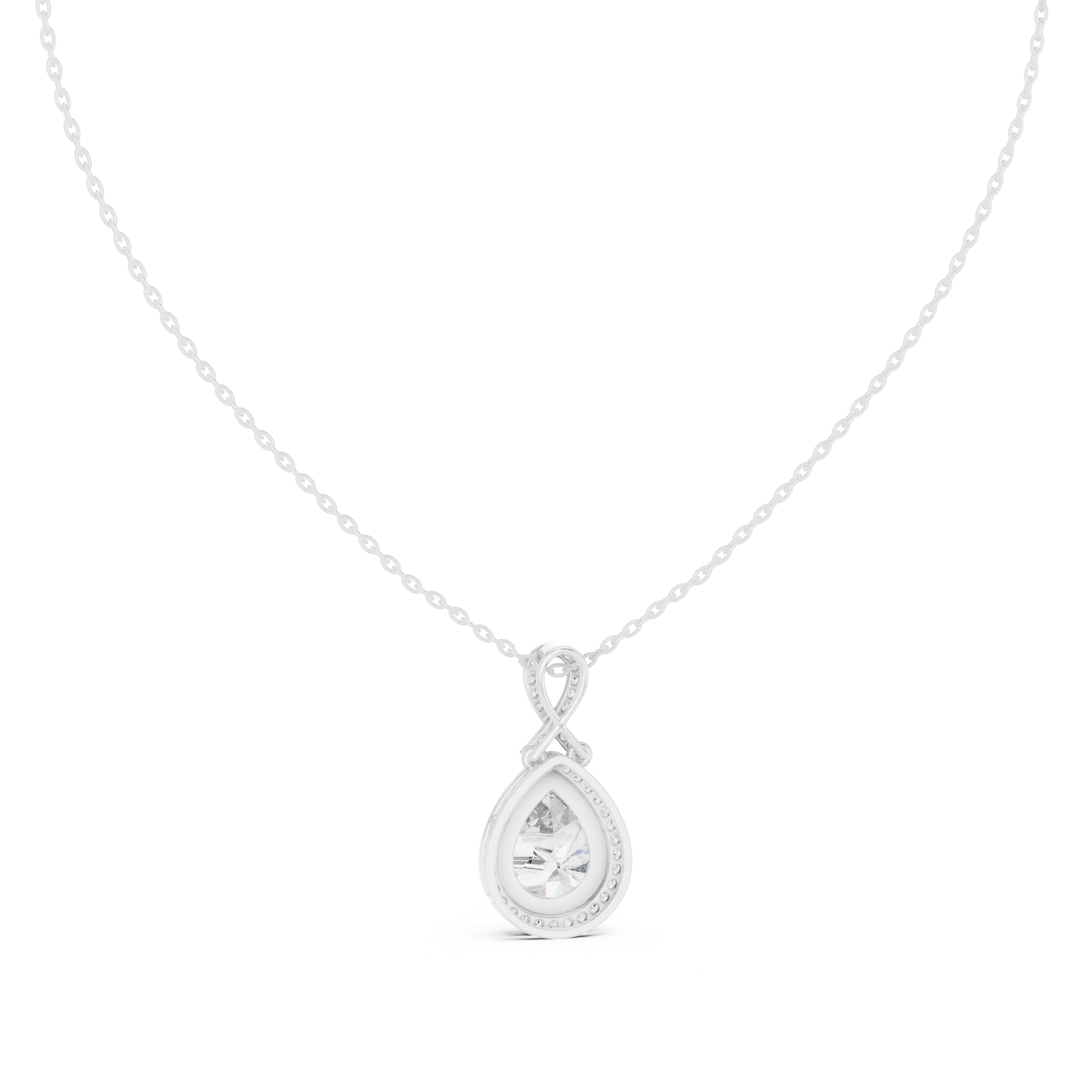Brilliant Pear Cut Diamond Halo Necklace, Timeless Rose Gold Pendant for Anniversary Gift