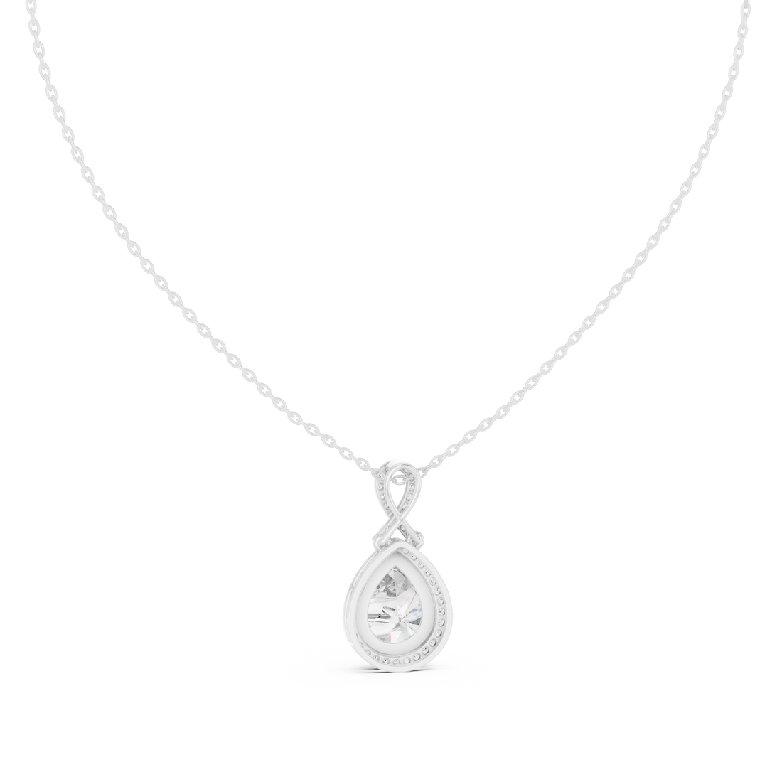 Brilliant Pear Cut Diamond Halo Necklace, Timeless Rose Gold Pendant for Anniversary Gift